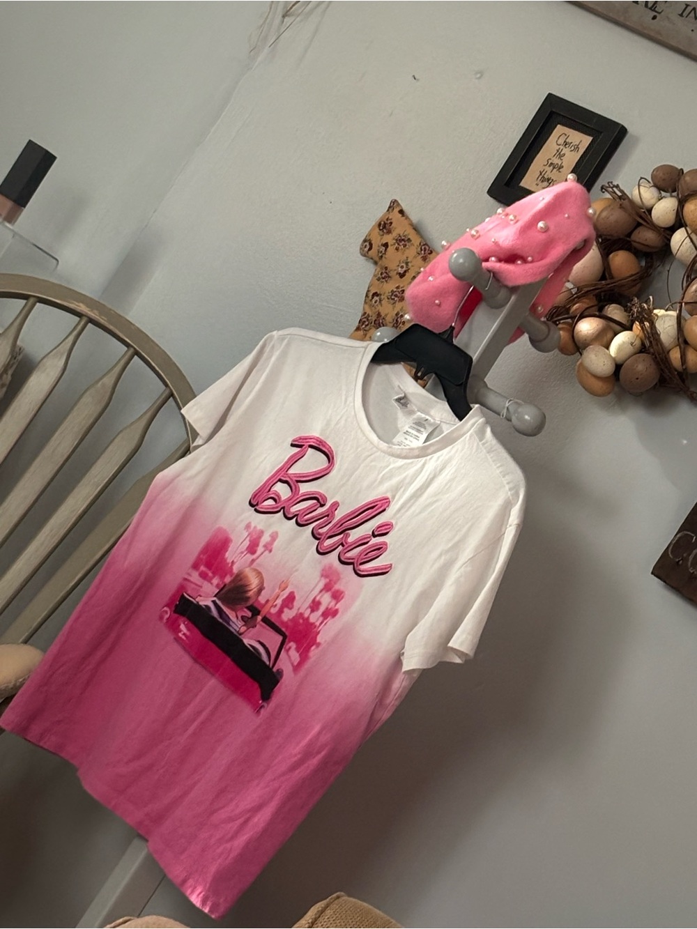 Barbie White to Pink Ombre Graphic Tee